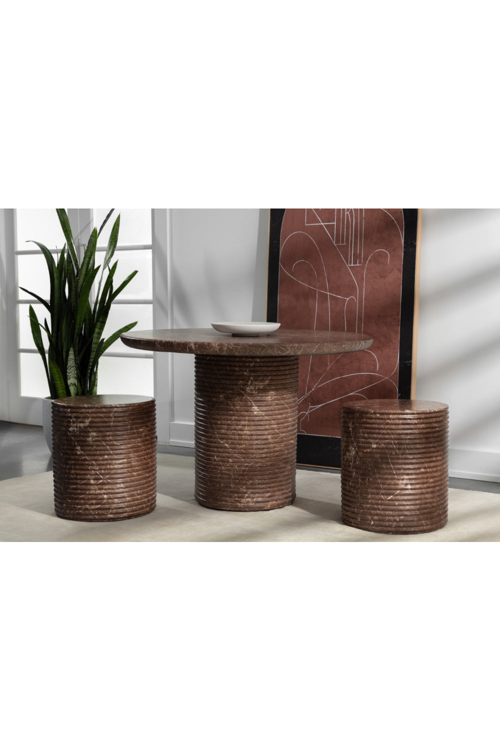 Modern European furniture - Round Indoor/Outdoor Marble Effect Dining Table - www.oroa.com | Oroa.com