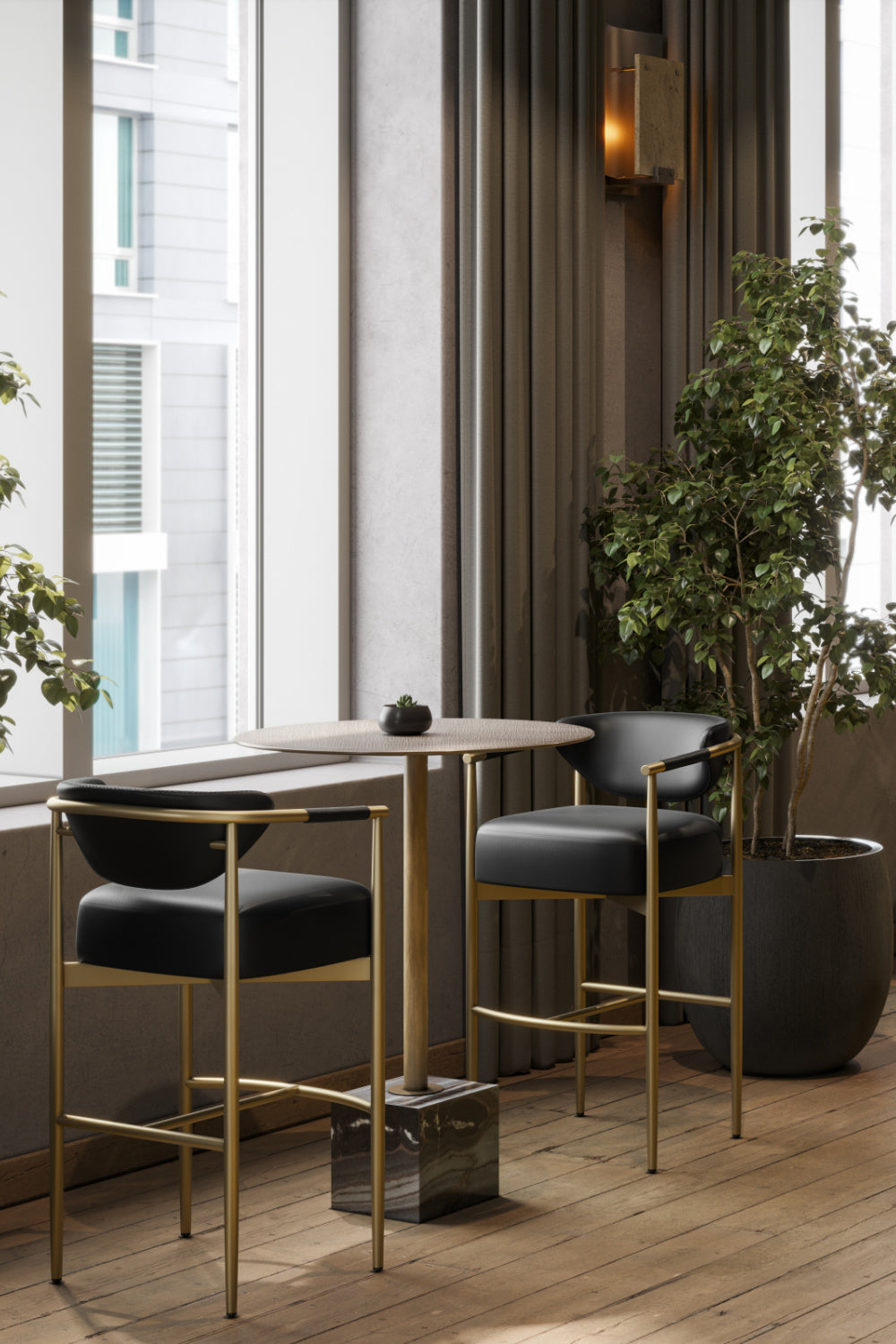 Modern European furniture - Gold Framed Leather-Look Bar Stool - www.oroa.com | Oroa.com