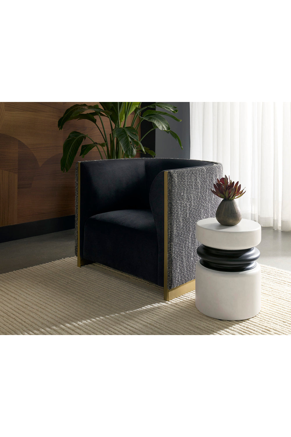Modern European furniture - Gold Inlay Curved Lounge Chair - www.oroa.com | Oroa.com