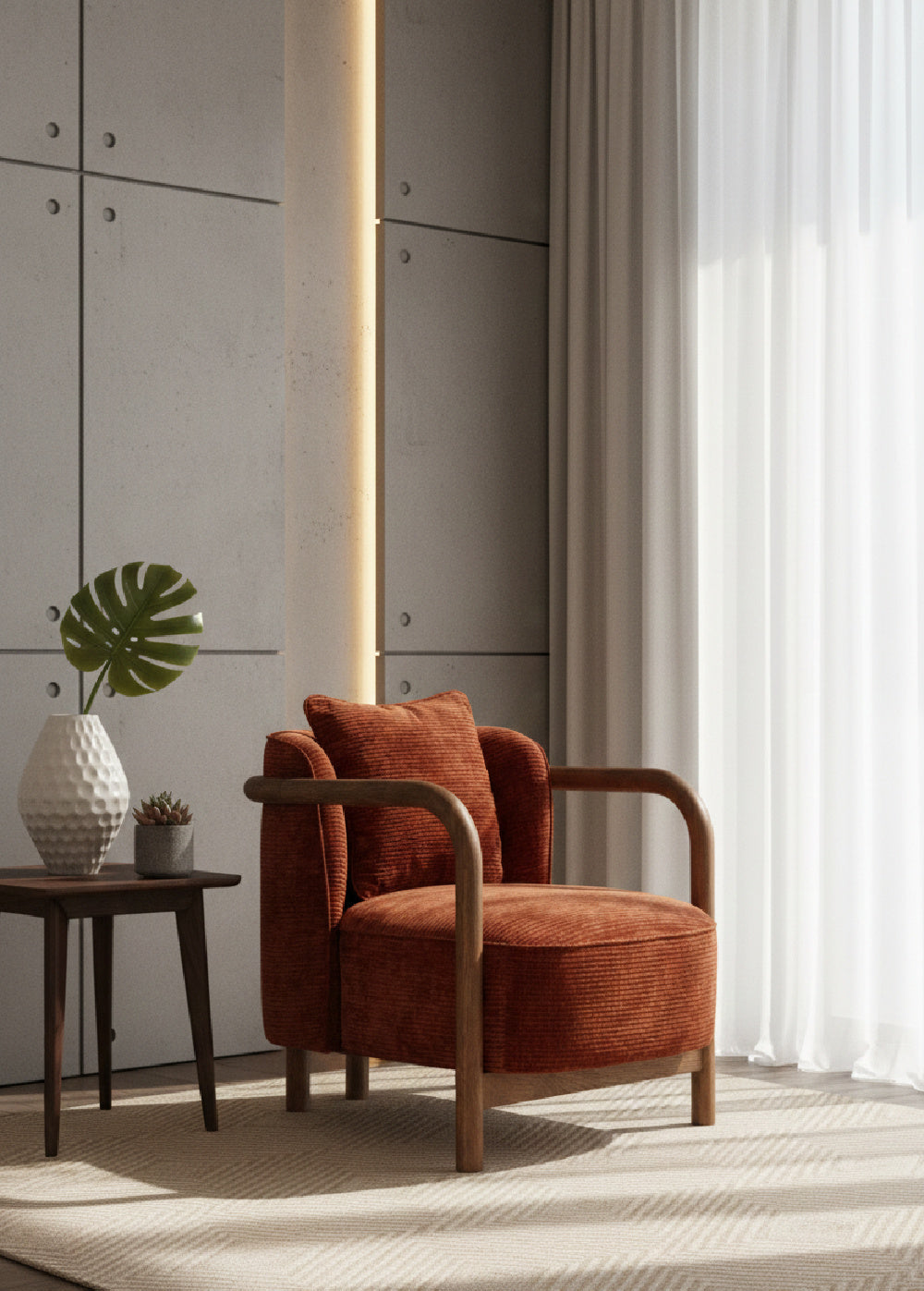 Modern European furniture - Curved Wood Frame Lounge Chair - www.oroa.com | Oroa.com