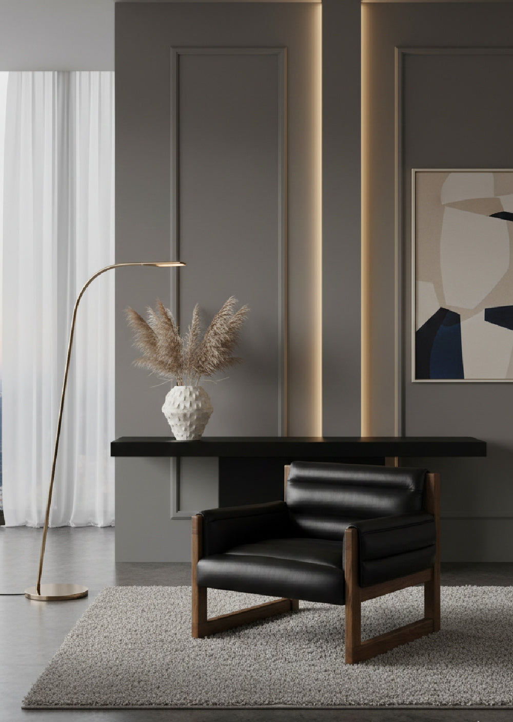 Modern European furniture - Tufted Black Leather Lounge Chair - www.oroa.com