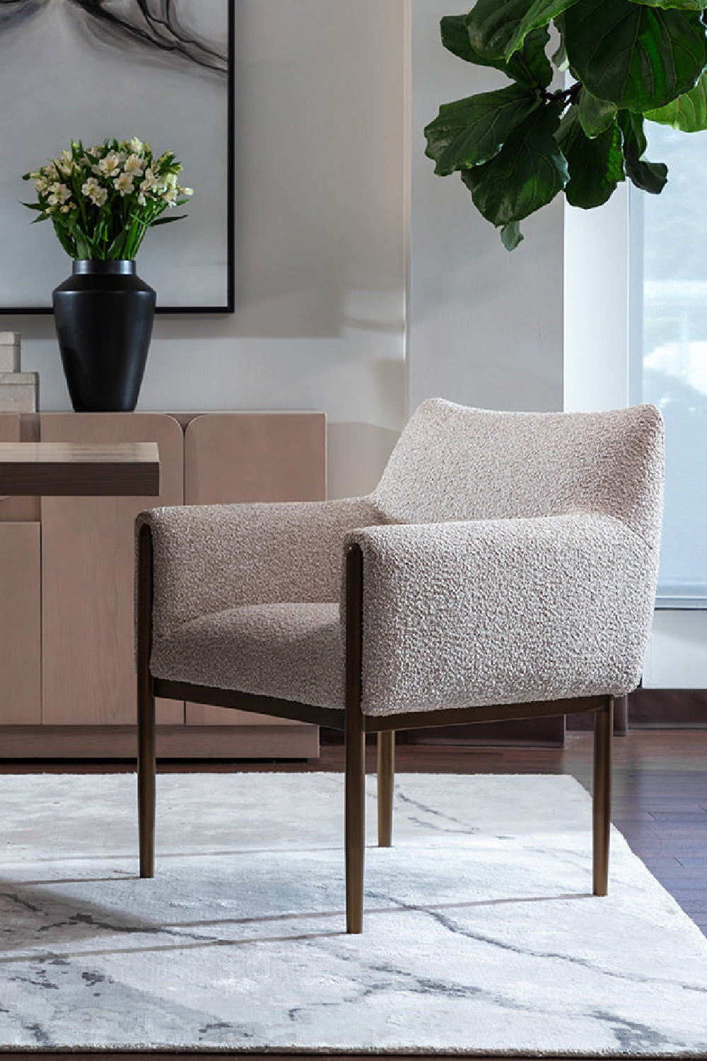 Bronze Legged Dining Armchair Modern European furniture - www.oroa.com | Oroa.com