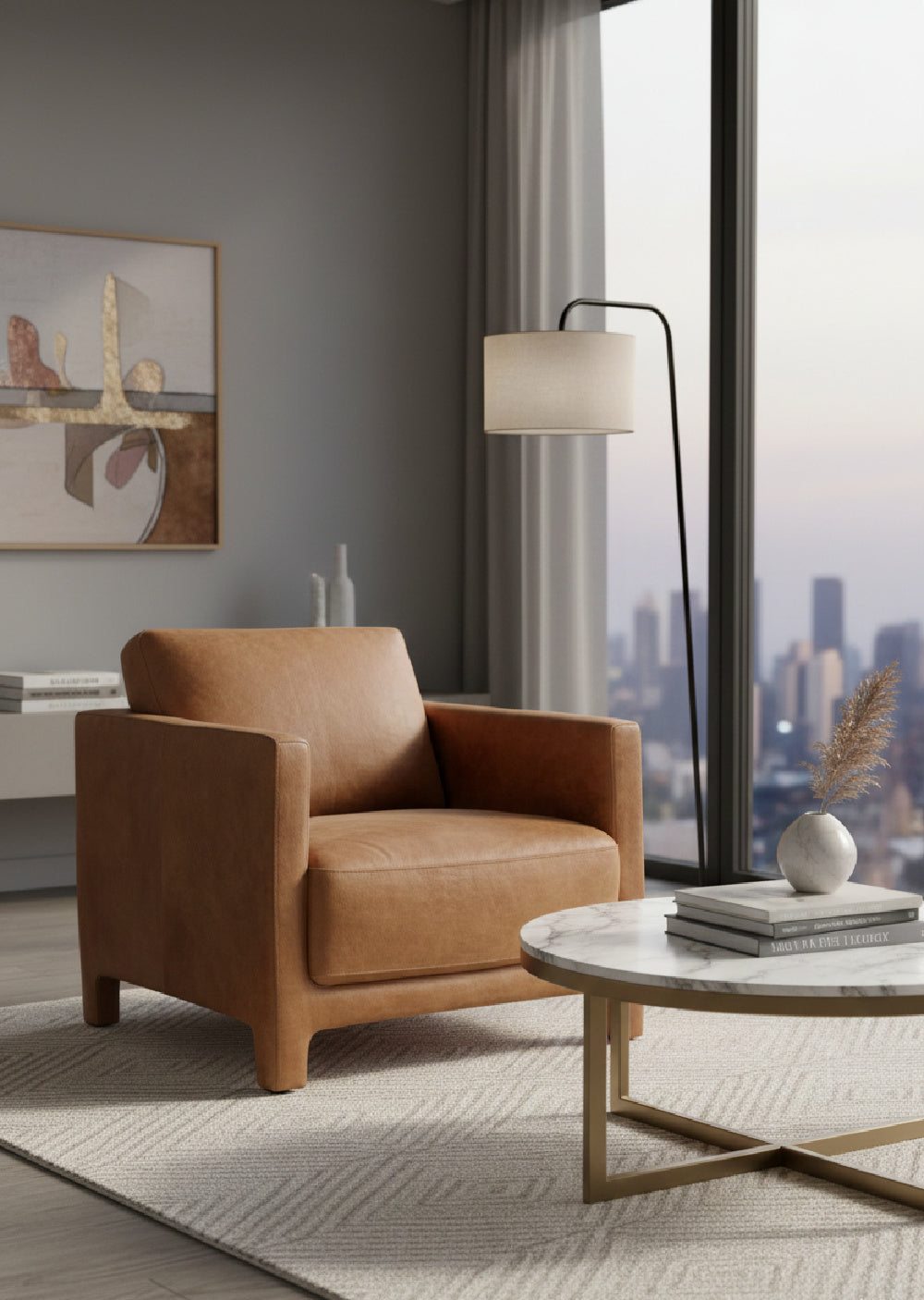 Modern European furniture - Bovine Leather Lounge Chair - www.oroa.com | Oroa.com