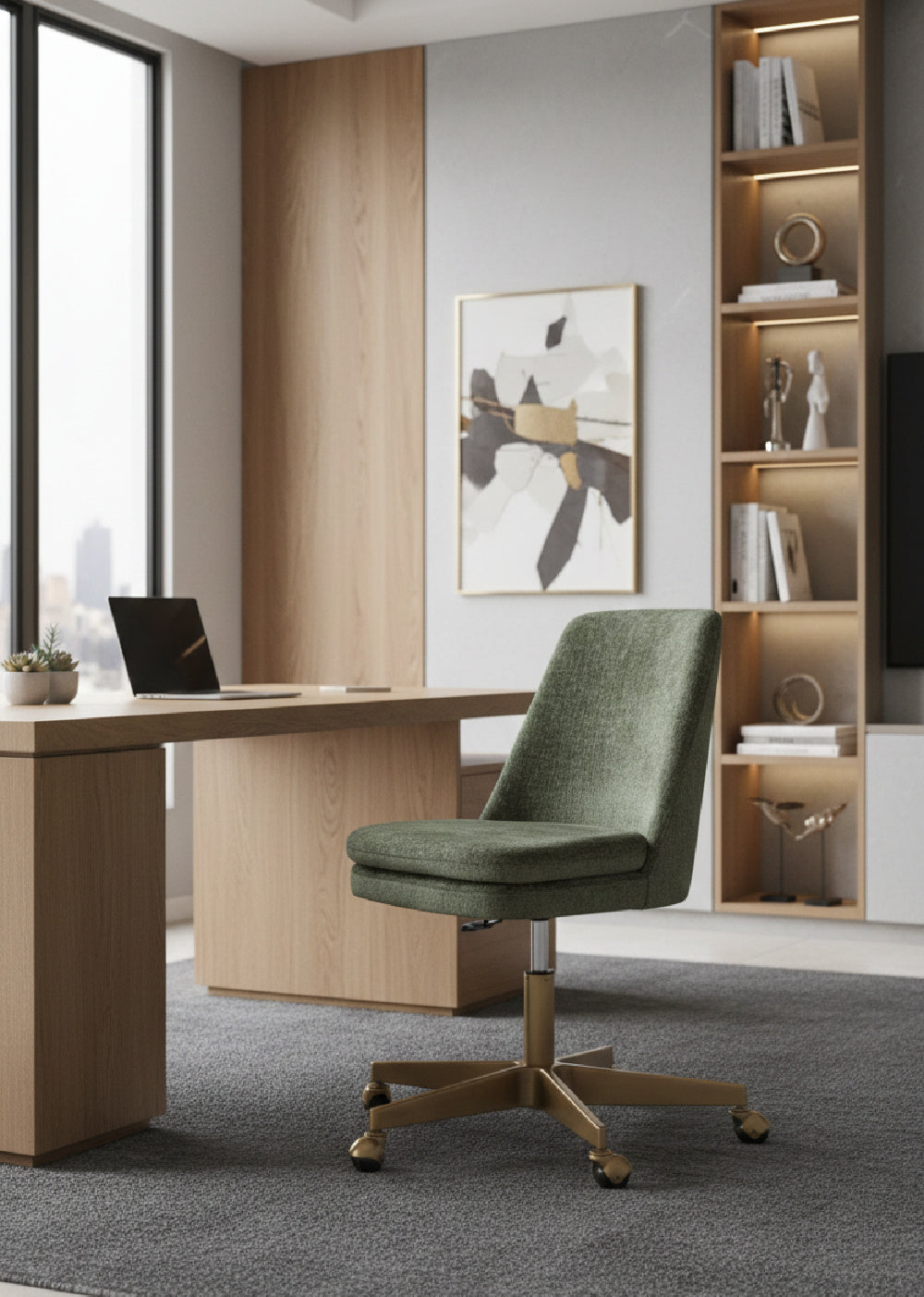 Modern European furniture - Matte Gold Base Office Chair - www.oroa.com | Oroa.com
