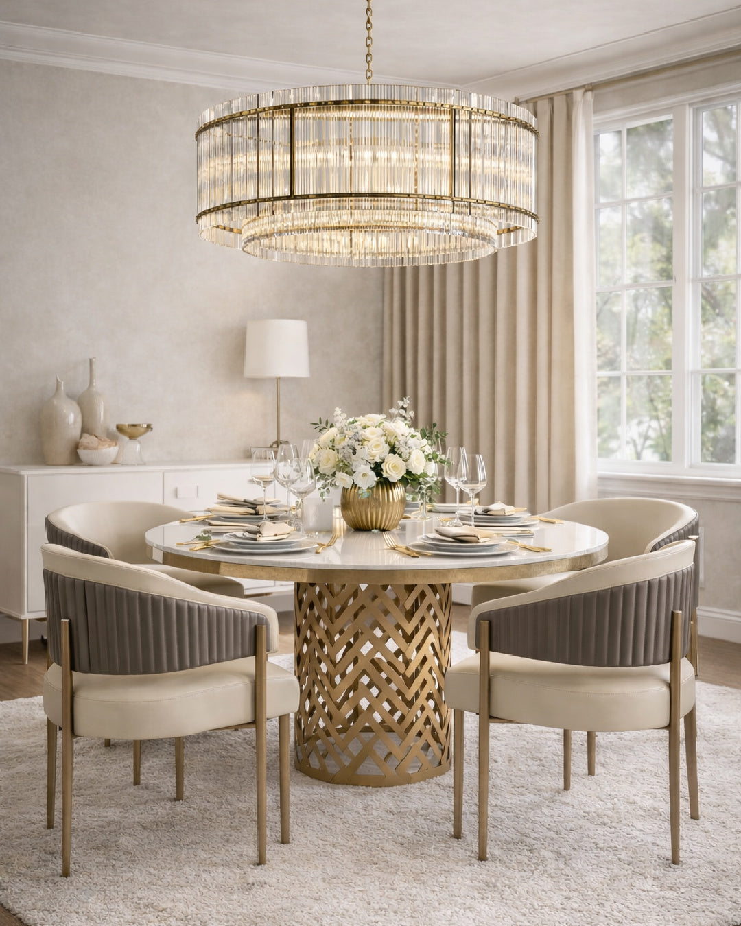 Modern European furniture - Clear Fluted Glass Chandelier L - www.oroa.com | Oroa.com