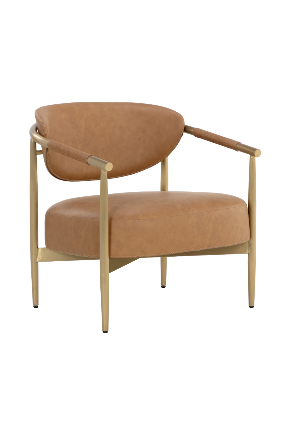 Modern European furniture - Gold-Framed Leather Lounge Chair - www.oroa.com