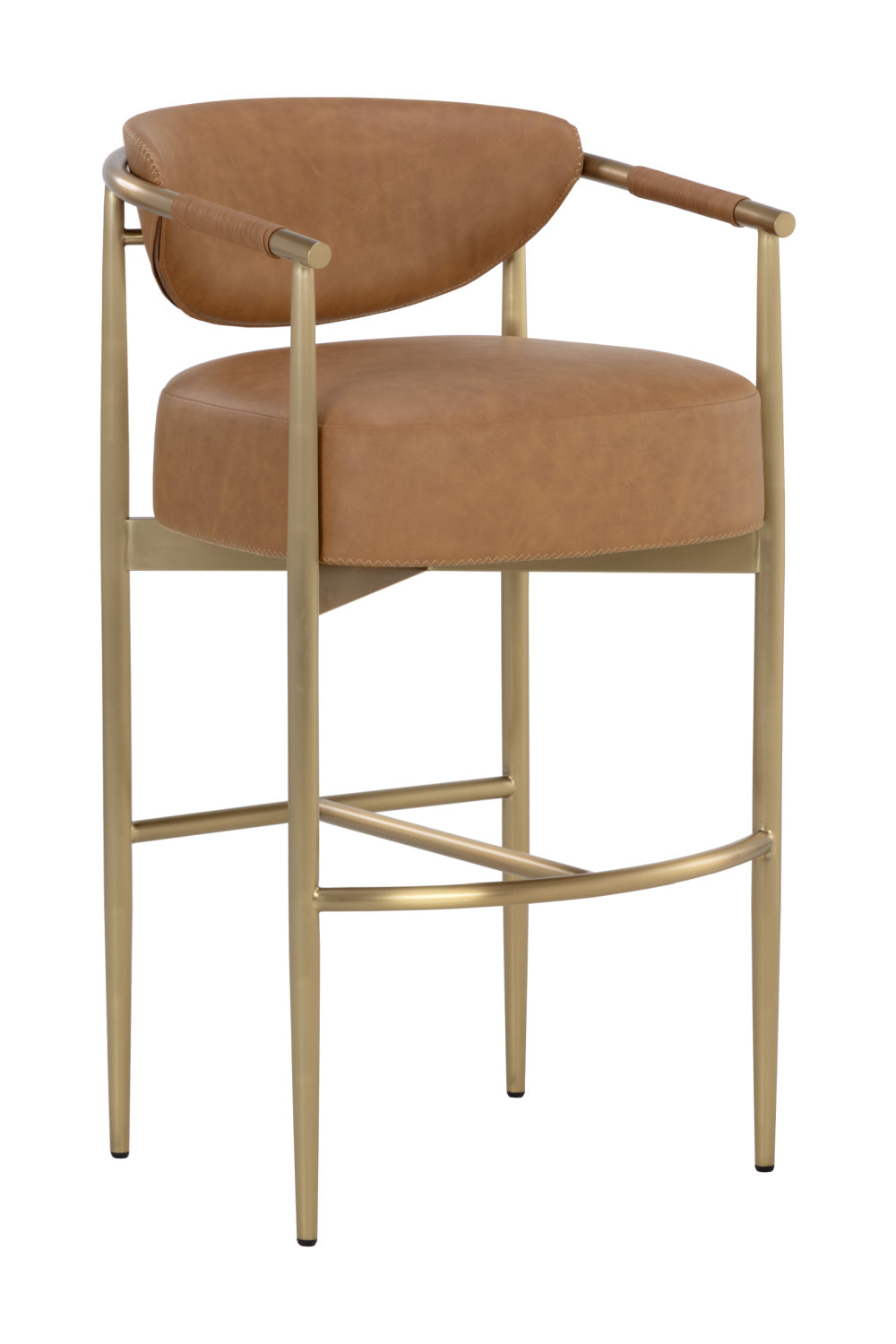 Modern European furniture - Gold Framed Leather-Look Bar Stool - www.oroa.com | Oroa.com