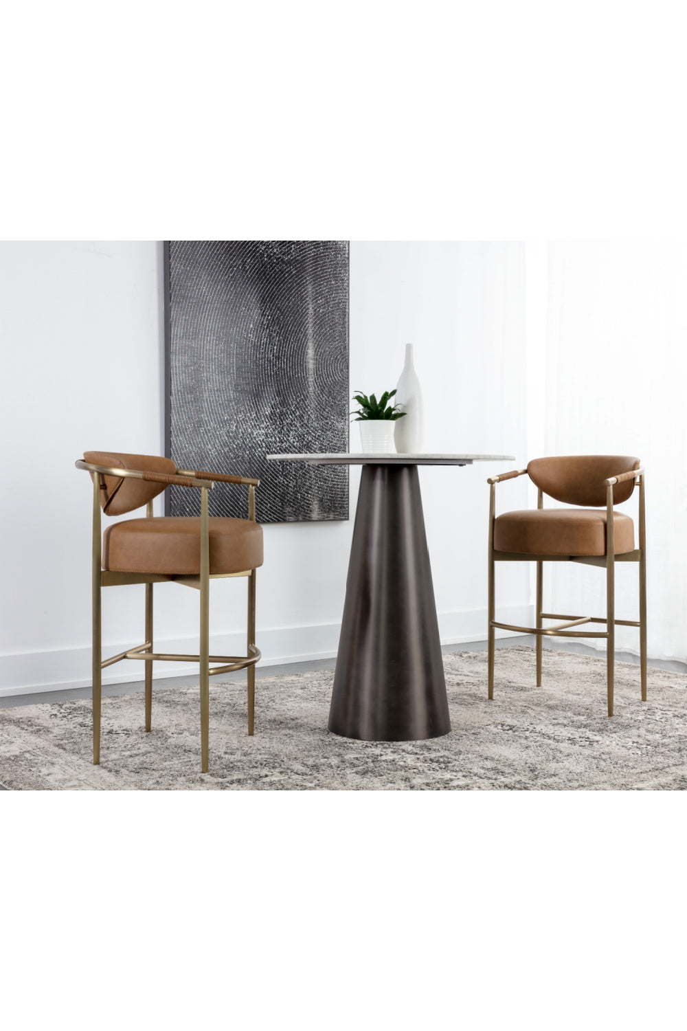 Modern European furniture - Gold Framed Leather-Look Bar Stool - www.oroa.com | Oroa.com