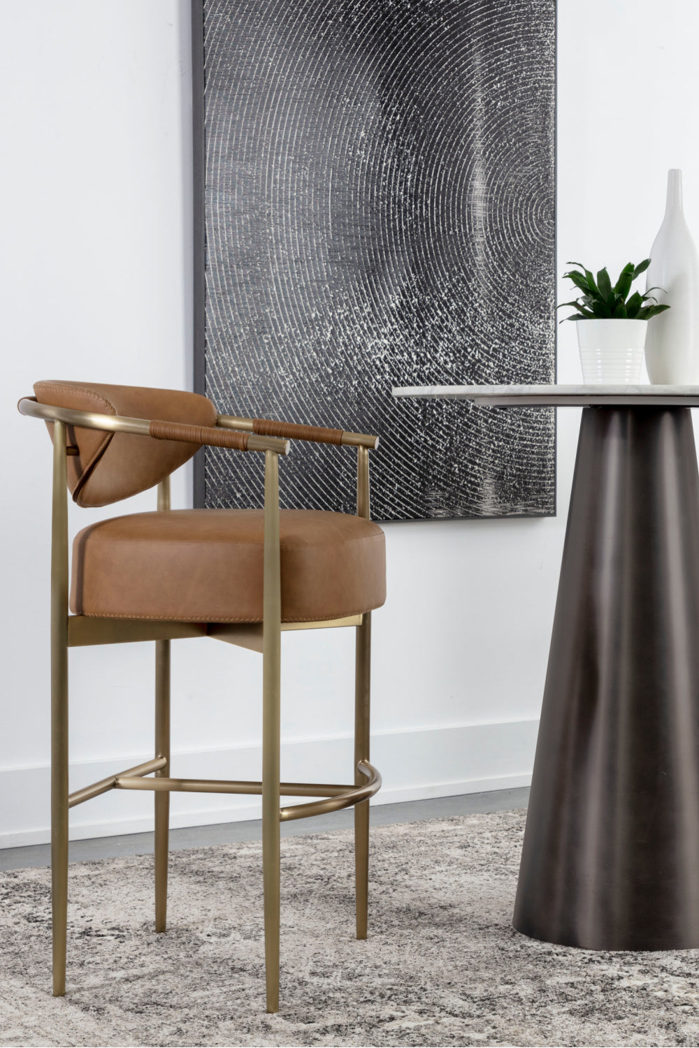 Modern European furniture - Gold Framed Leather-Look Bar Stool - www.oroa.com | Oroa.com