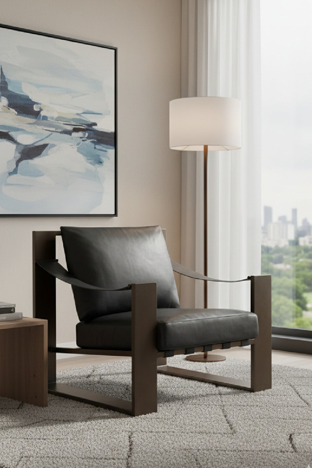 Modern European furniture - Leather Strapped Lounge Chair - www.oroa.com | Oroa.com