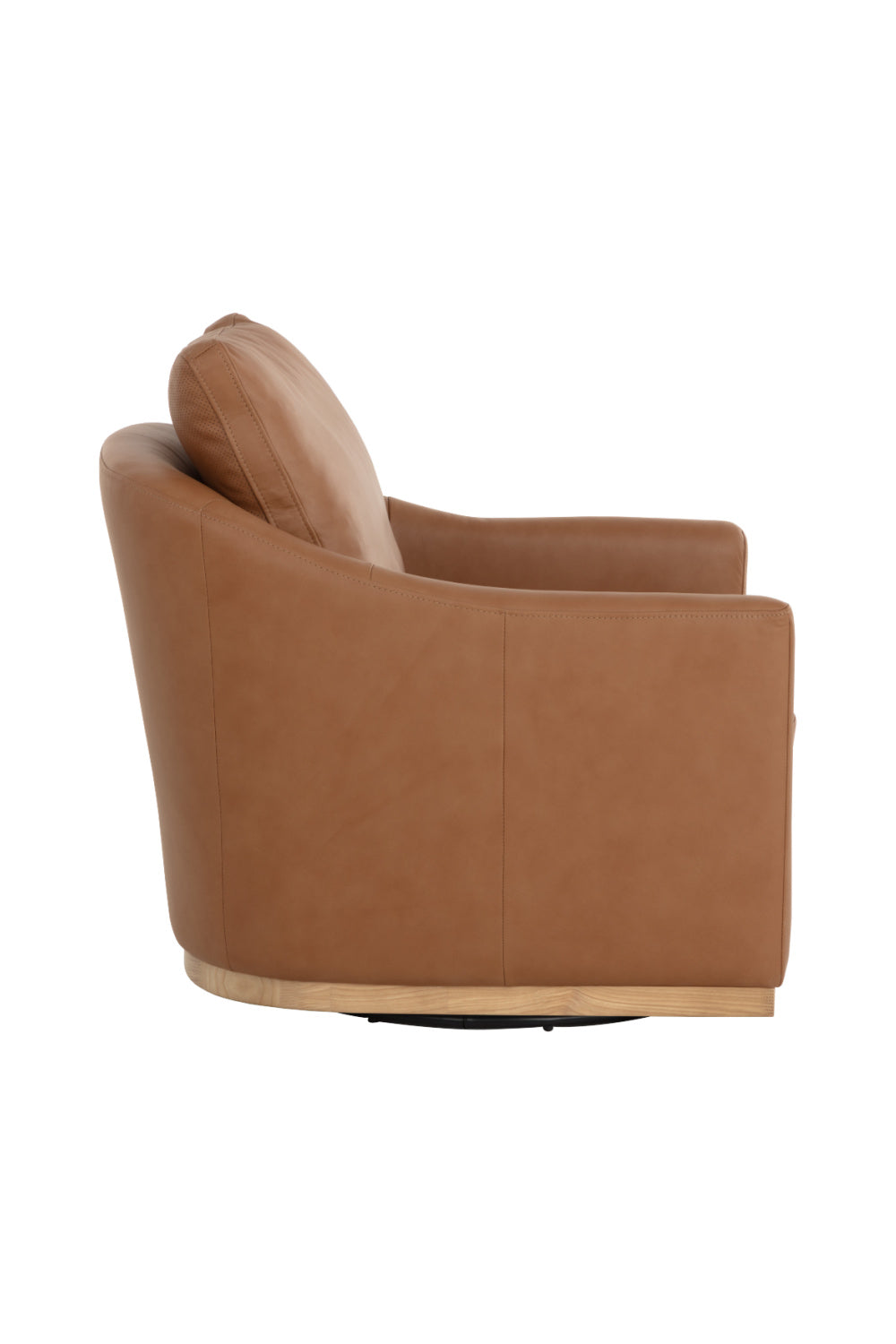 Modern European furniture - Brown Leather Swivel Lounge Chair - Ash Wood Base - www.oroa.com