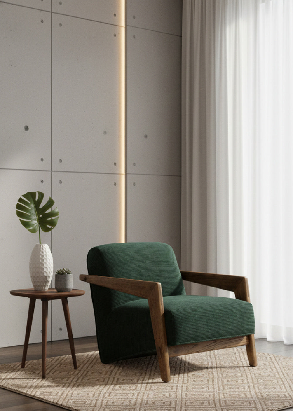 Modern European furniture - Brown Oak Framed Lounge Chair - www.oroa.com | Oroa.com