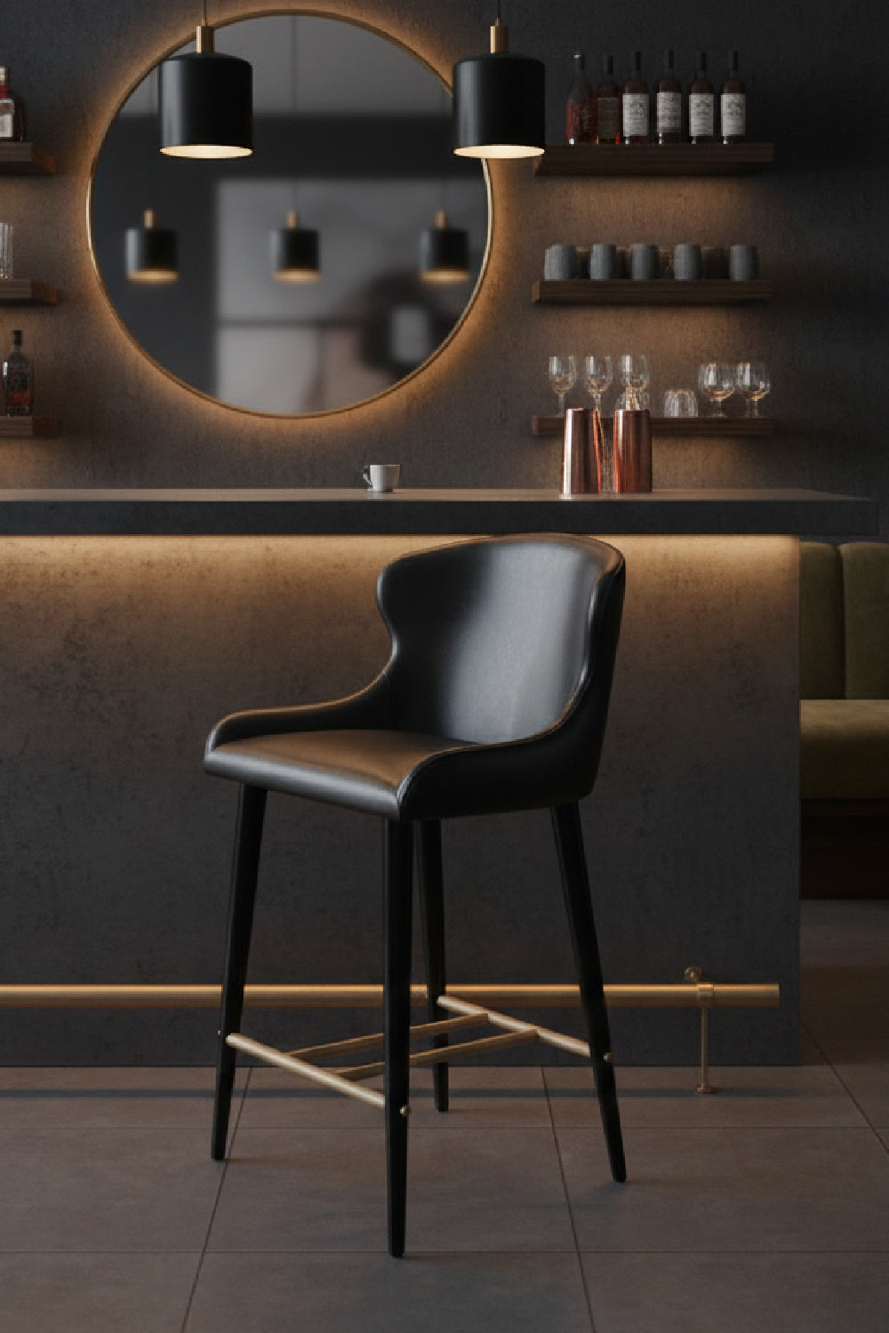 Modern European furniture - Leather Look Shell Counter Stool - www.oroa.com | Oroa.com