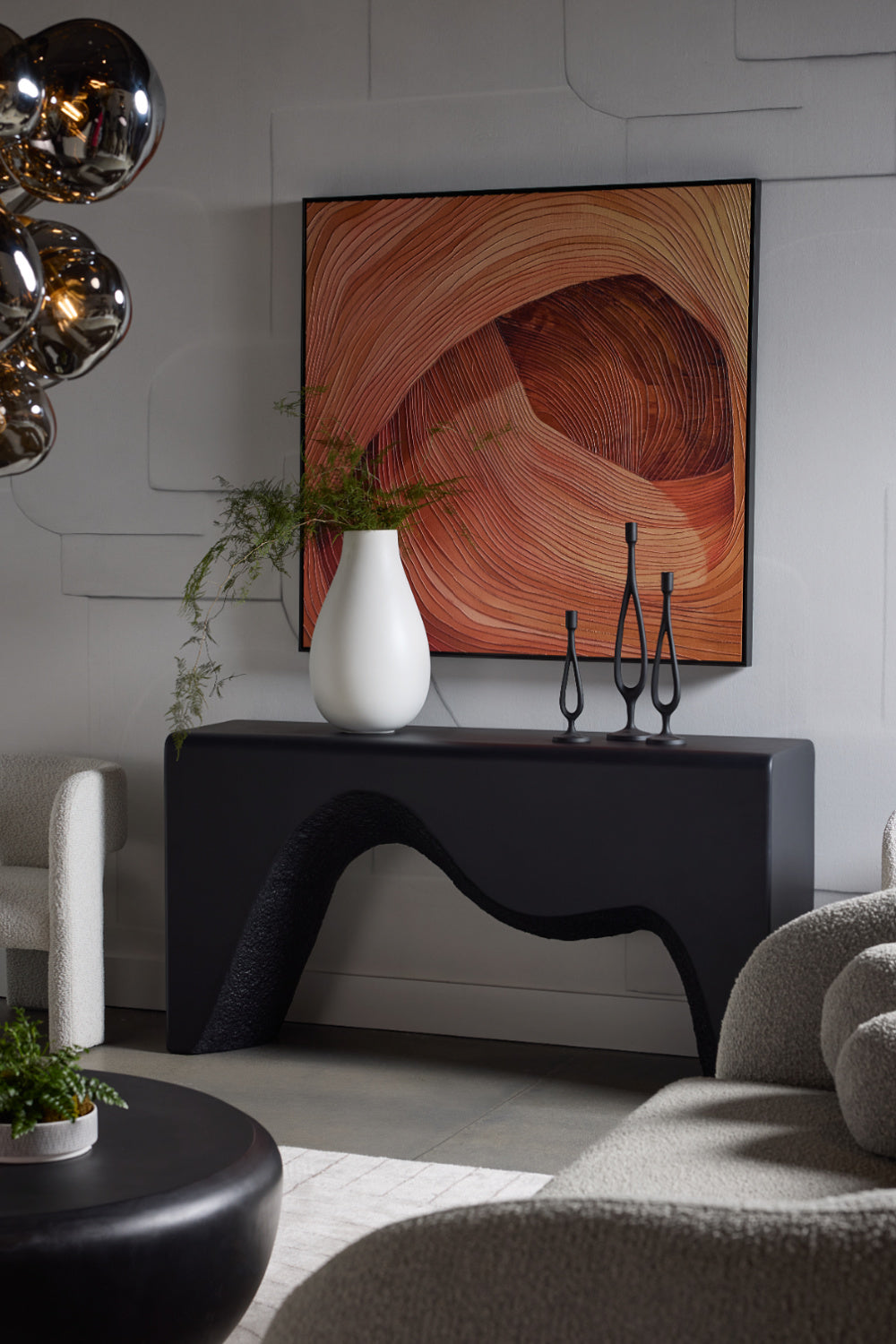 Modern European furniture - Black Sculpted Indoor/Outdoor Console Table - www.oroa.com | Oroa.com