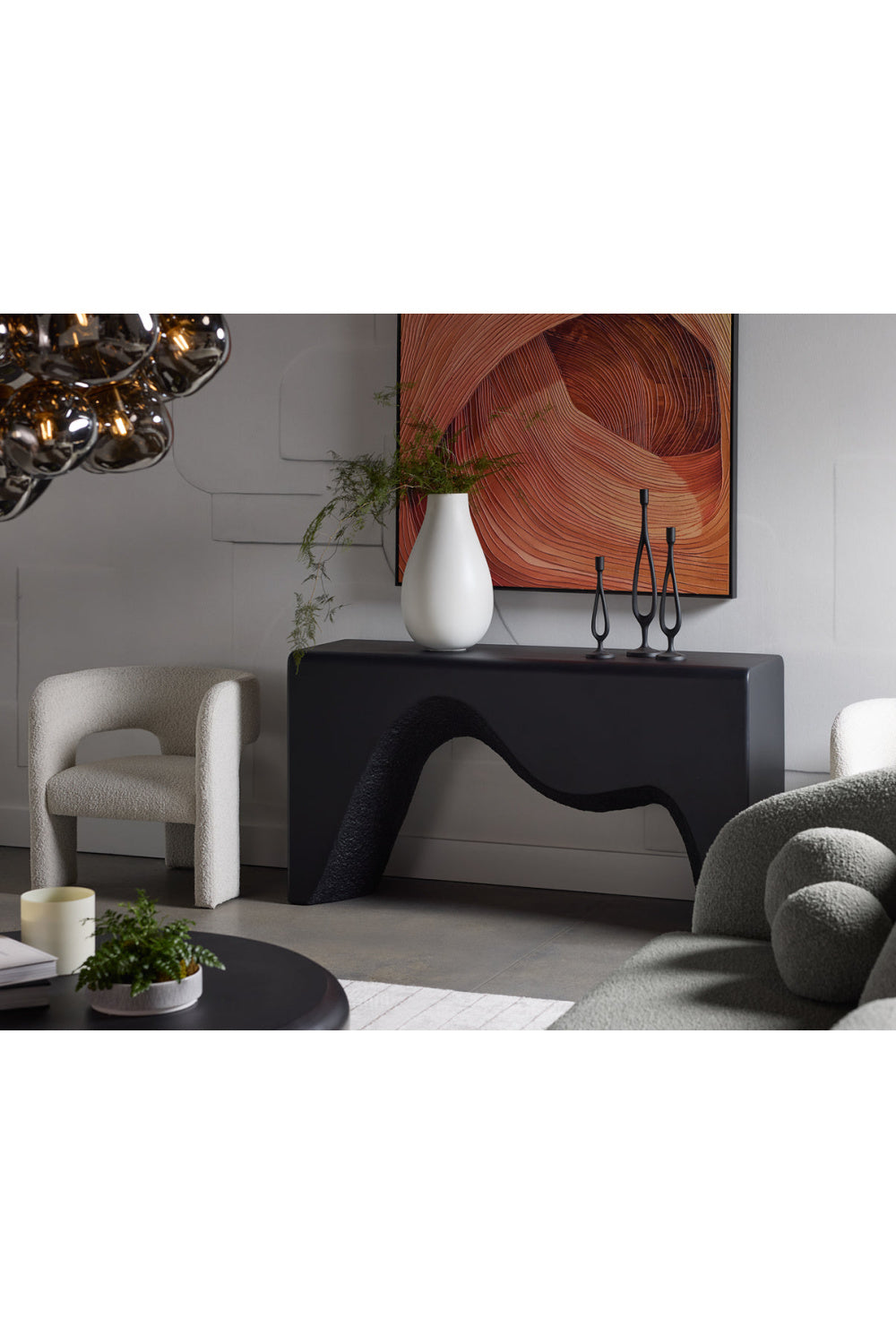 Modern European furniture - Black Sculpted Indoor/Outdoor Console Table - www.oroa.com | Oroa.com