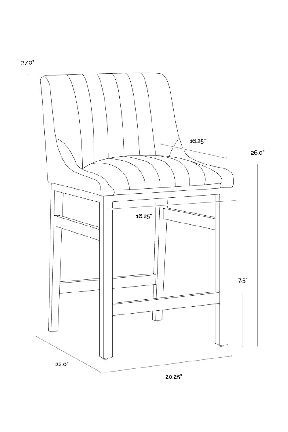 Modern European furniture - Channel-Tufted Counter Stool - www.oroa.com | Oroa.com