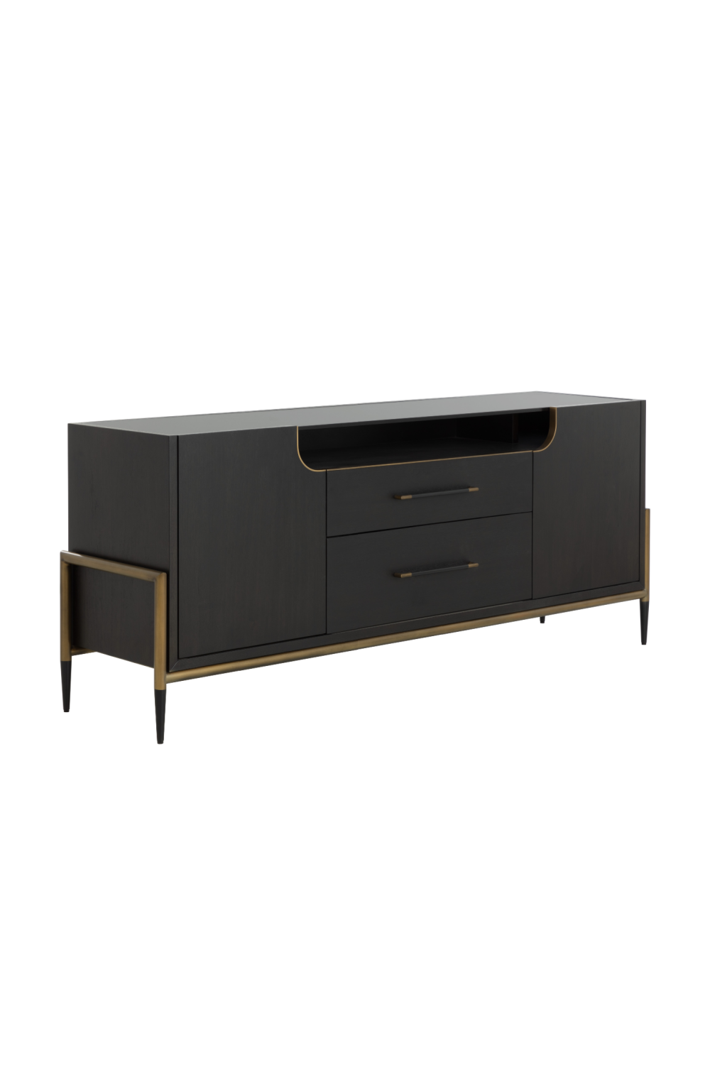 Modern European furniture - Black Wooden 2-Drawer Sideboard - www.oroa.com | Oroa.com