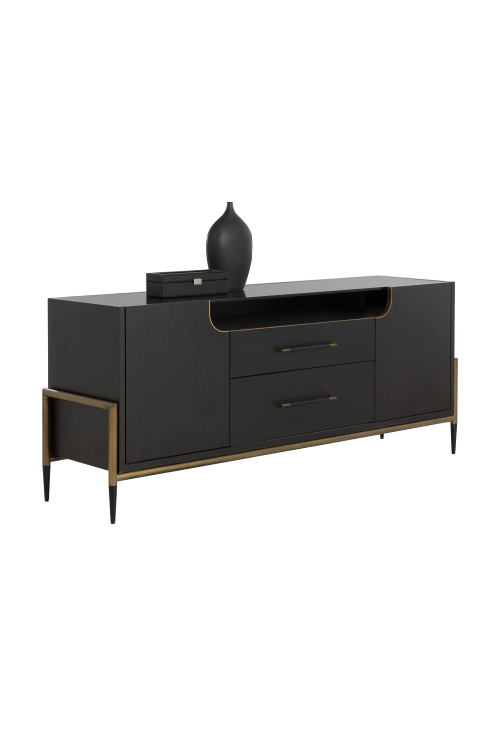 Modern European furniture - Black Wooden 2-Drawer Sideboard - www.oroa.com | Oroa.com