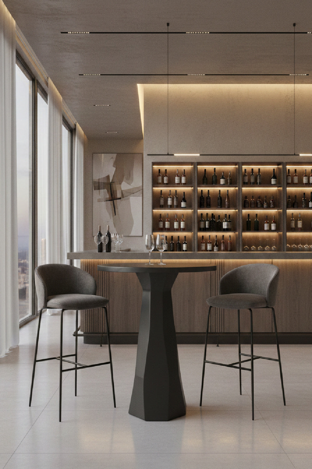 Modern European furniture - Marble-Inspired Concrete Bar Table - www.oroa.com | Oroa.com