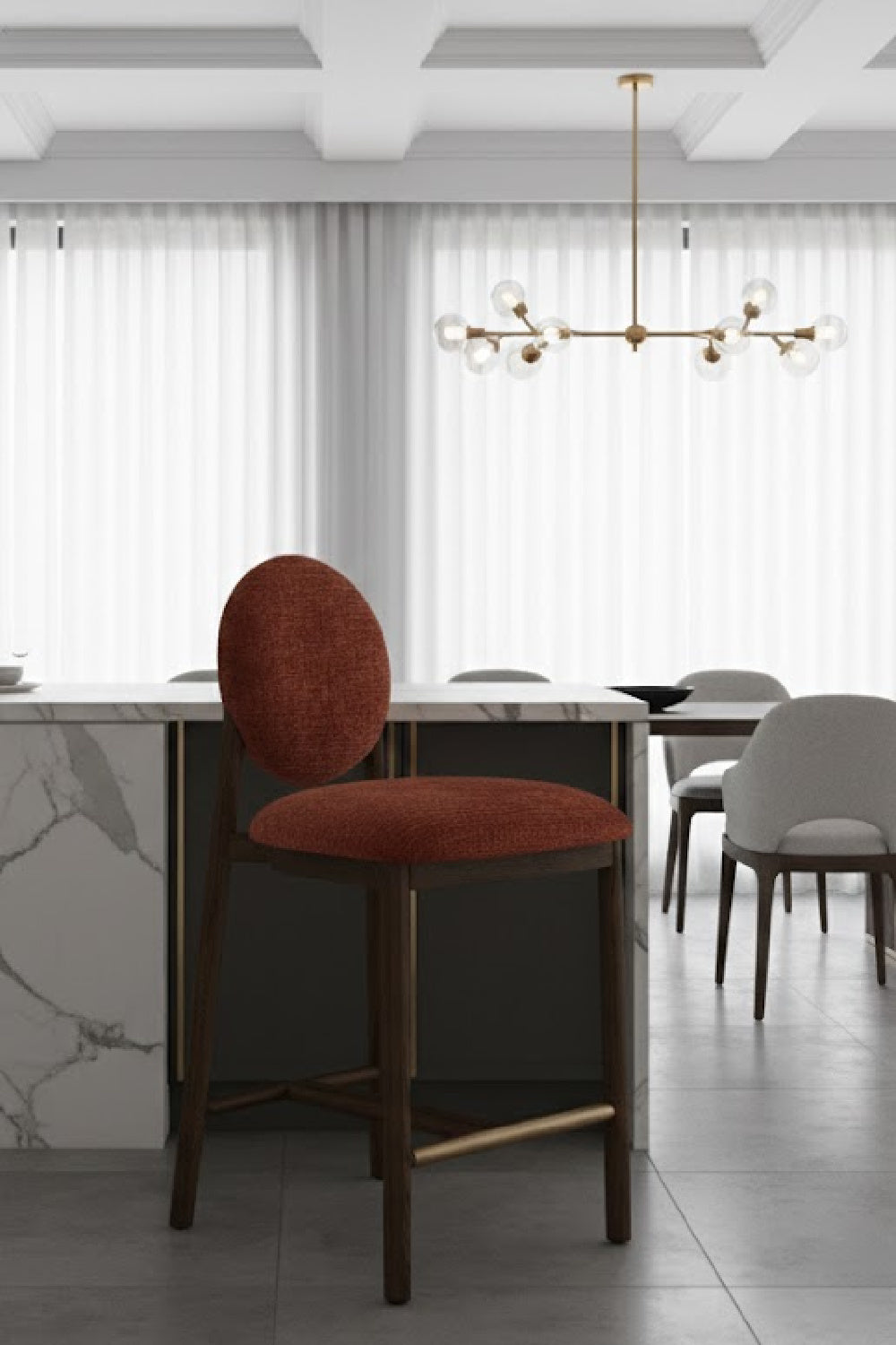 Red Rounded-Back Counter Stool | Splendido Orabell | Oroa.com