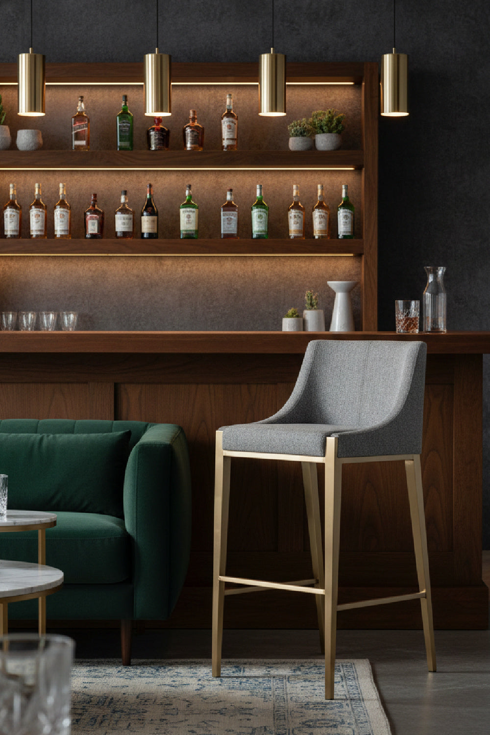 Modern European furniture - Fabric Upholstered Bar Stool - www.oroa.com | Oroa.com