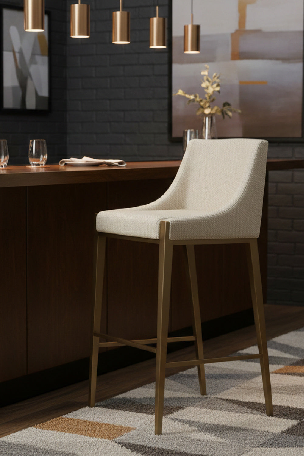 Modern European furniture - Fabric Upholstered Bar Stool - www.oroa.com | Oroa.com