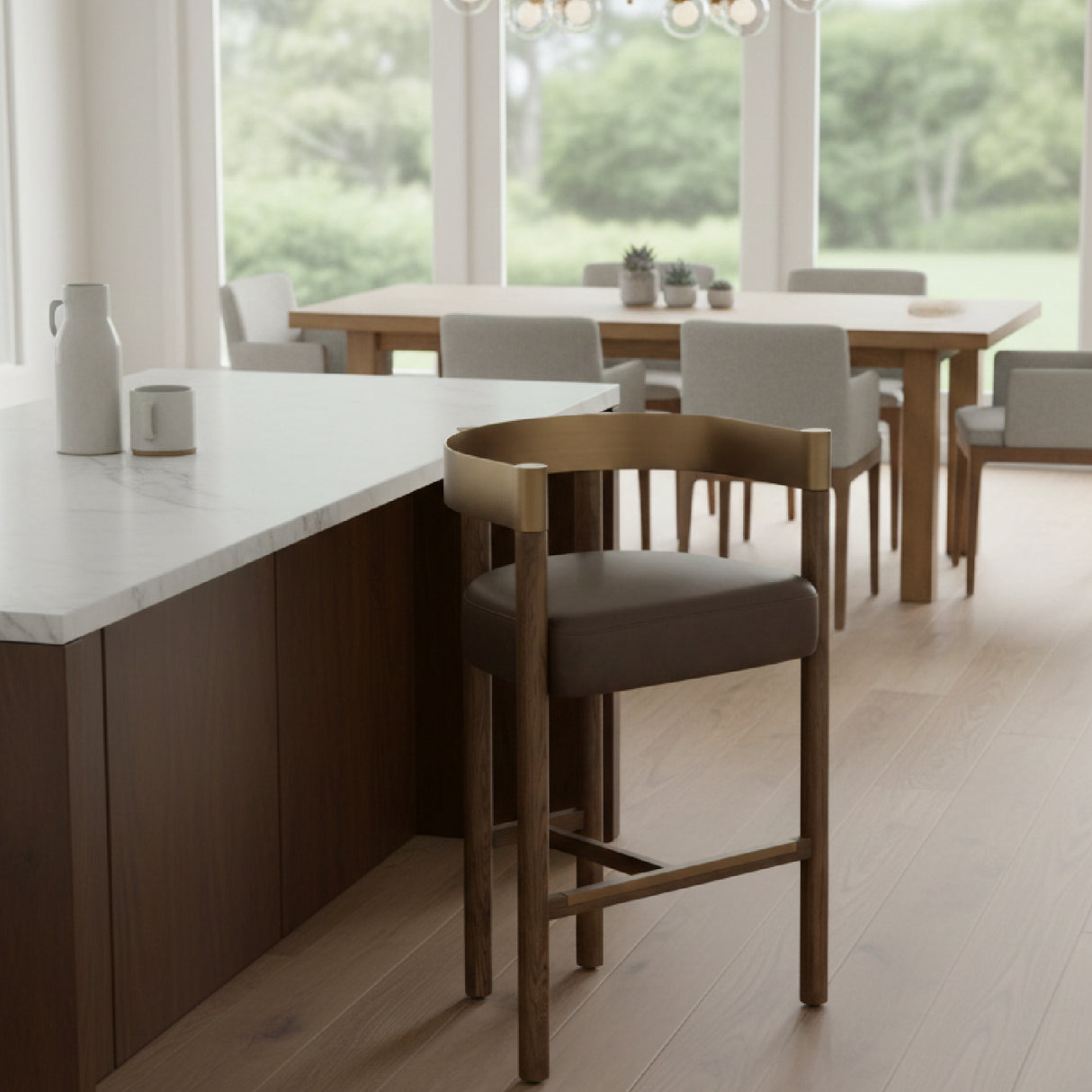 Brown Ash Curved Bar Stool | Splendido Manolo