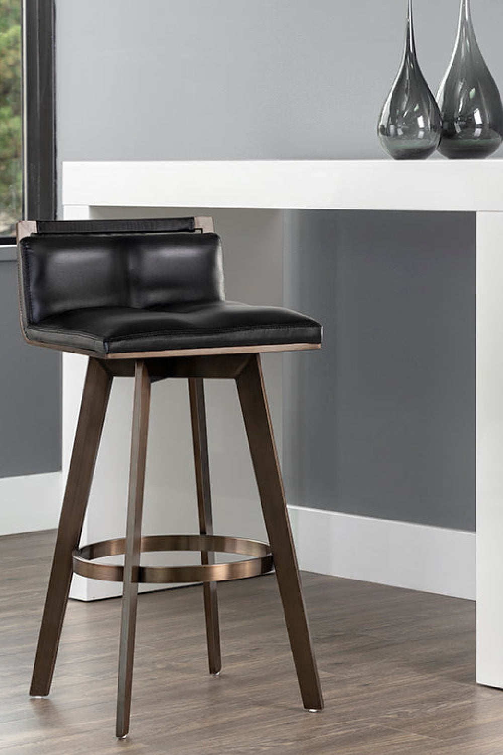 Modern European furniture - Leather-Look Swivel Bar Stool - www.oroa.com | Oroa.com