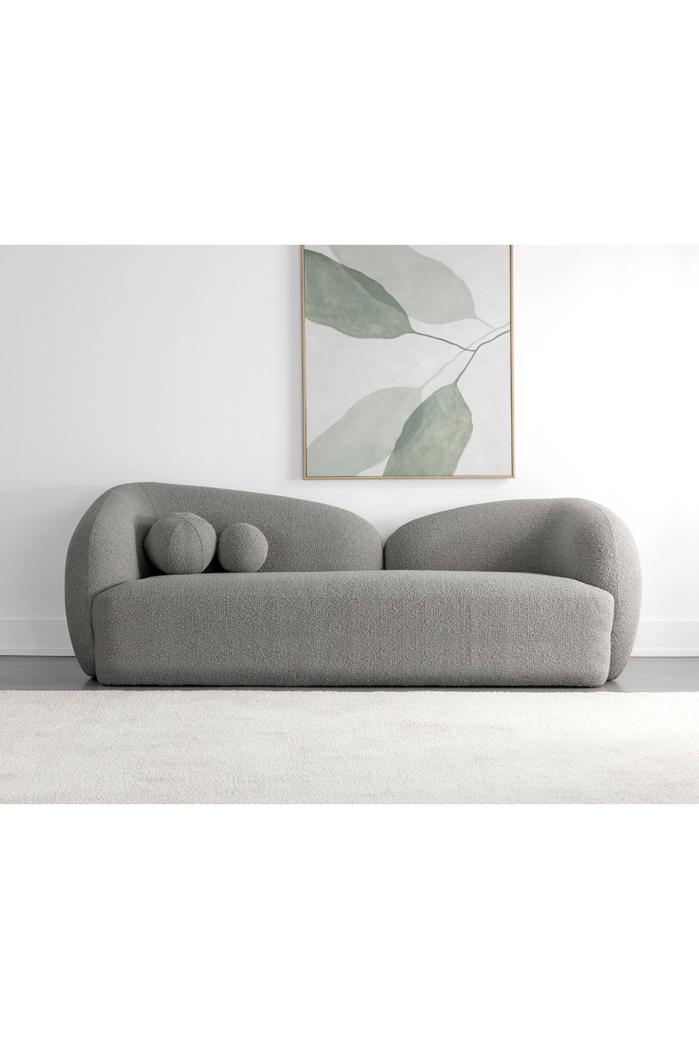 Modern European furniture - Gray Boucle Curved Sofa - www.oroa.com | Oroa.com