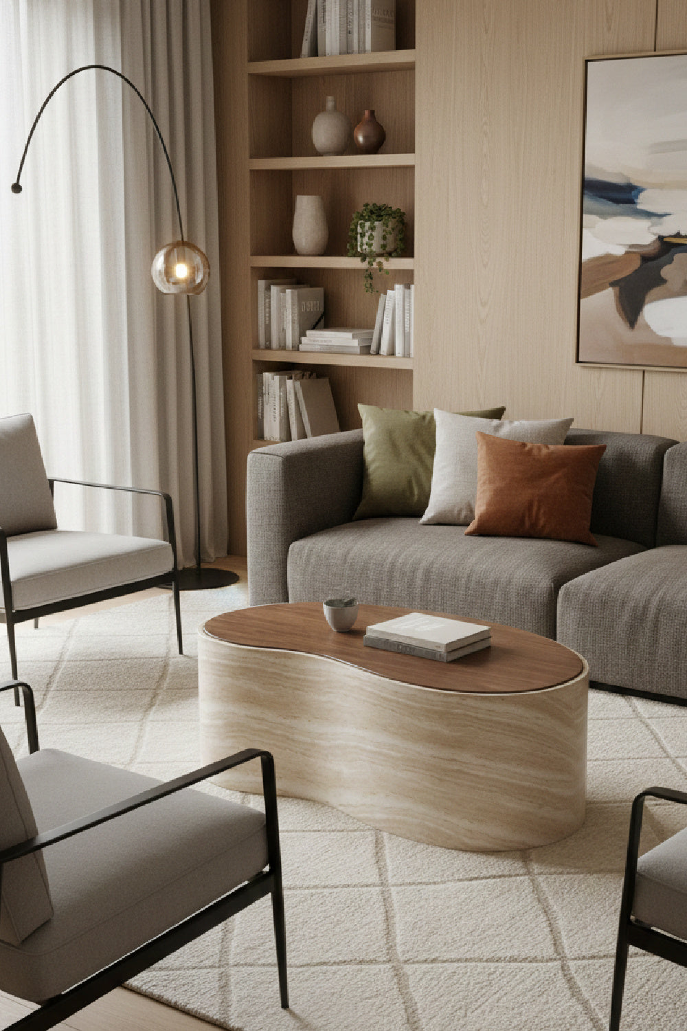 Modern European furniture - Freeform Travertine-Look Indoor/Outdoor Coffee Table - www.oroa.com | Oroa.com