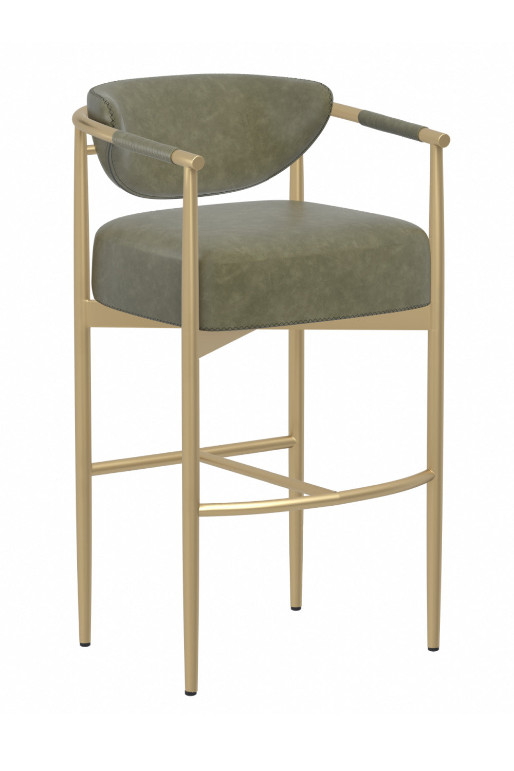 Modern European furniture - Gold Framed Leather-Look Bar Stool - www.oroa.com | Oroa.com