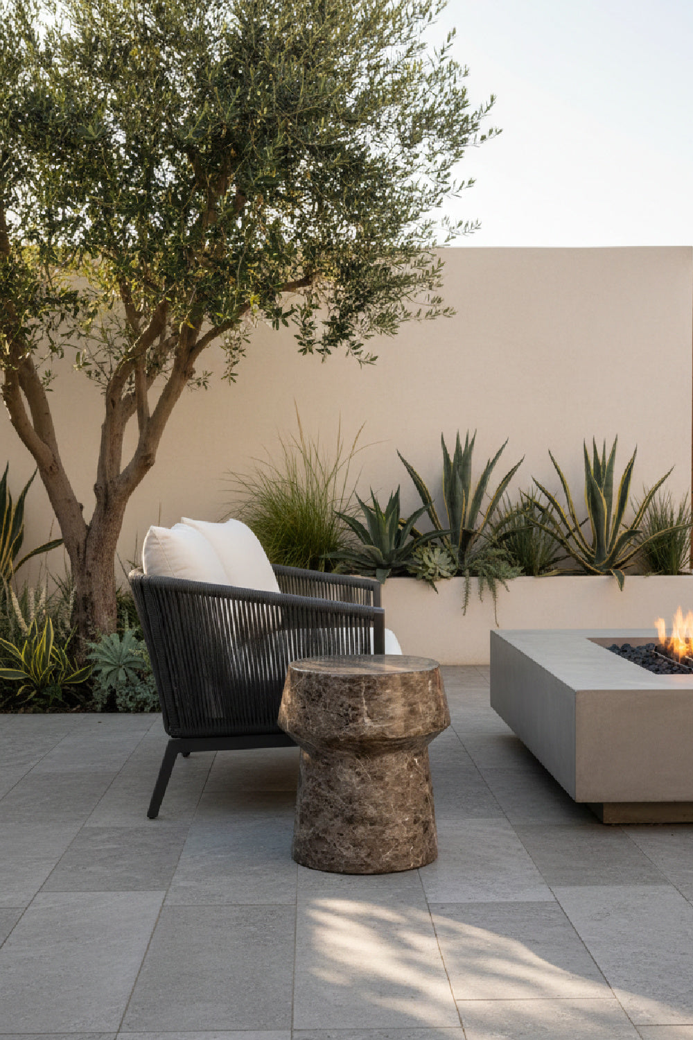 Modern European furniture - Marble Look Indoor/Outdoor End Table - www.oroa.com | Oroa.com