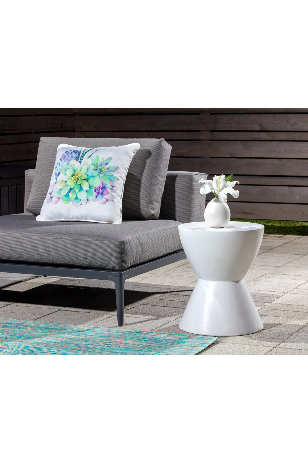 Modern European furniture - White Hourglass Indoor/Outdoor End Table - www.oroa.com