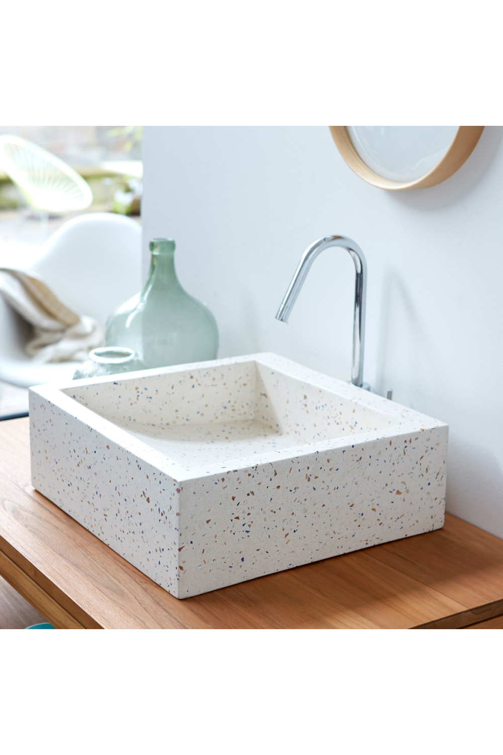 Square Terrazzo Bathroom Sink | Tikamoon Pegase | OROA TRADE