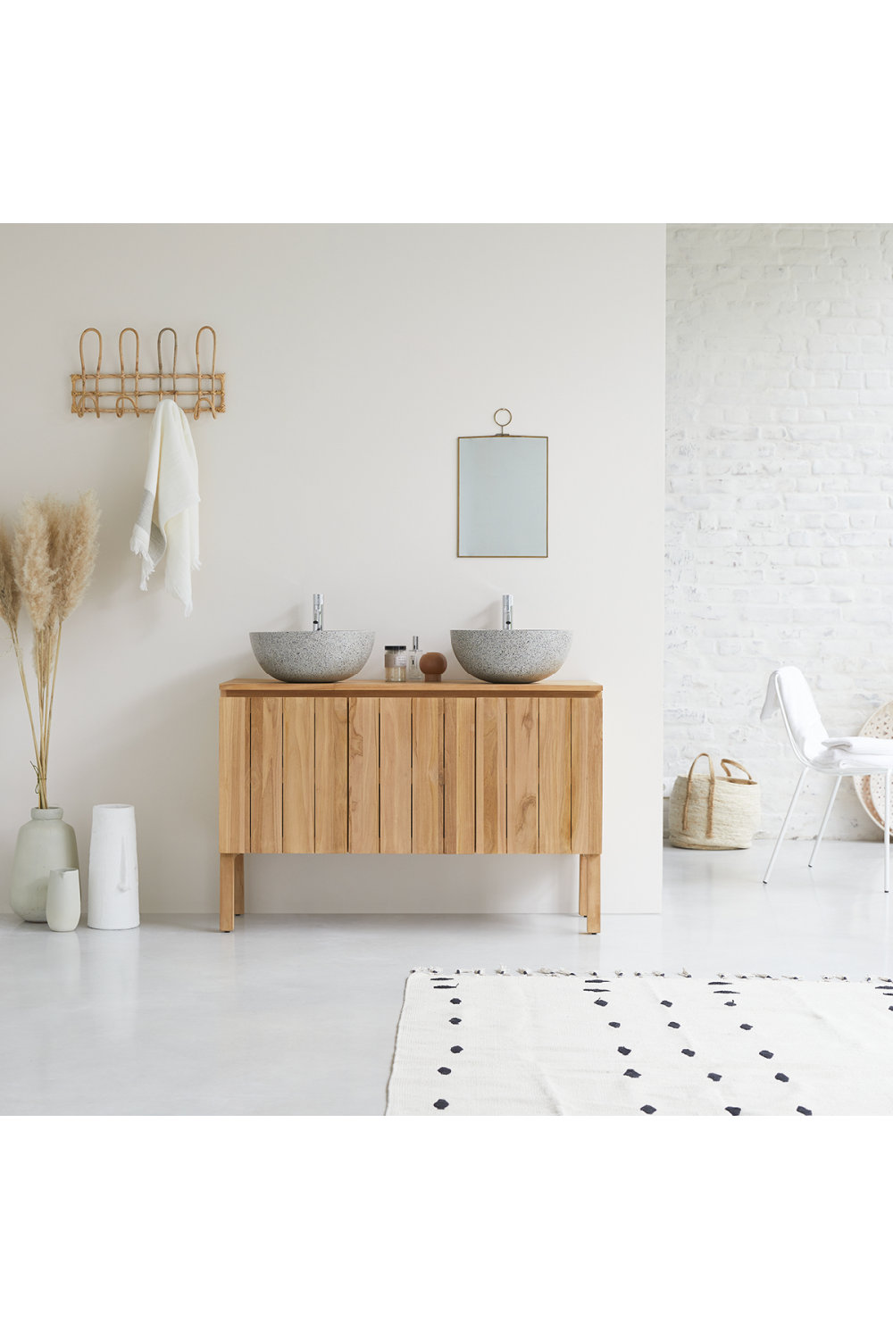 Teak Minimalist Vanity Unit | Tikamoon Jill | Oroatrade.com