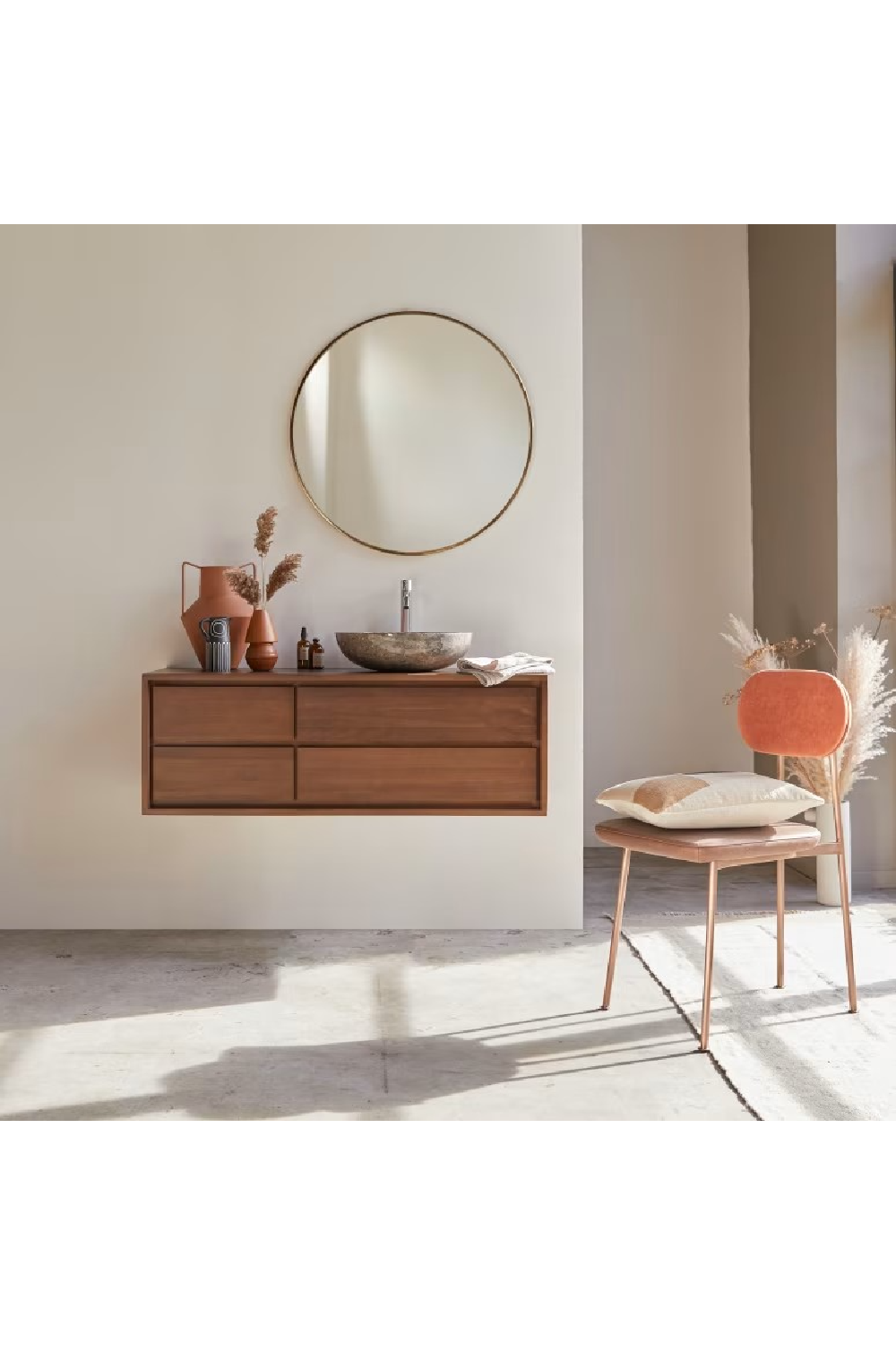 Teak Wall Mounted Vanity Unit | Tikamoon Parker | OROA.COM