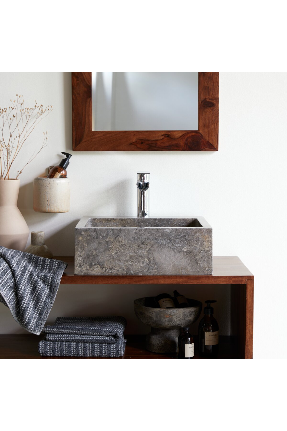 Gray Marble Bathroom Sink | Tikamoon Slats | OROA.COM