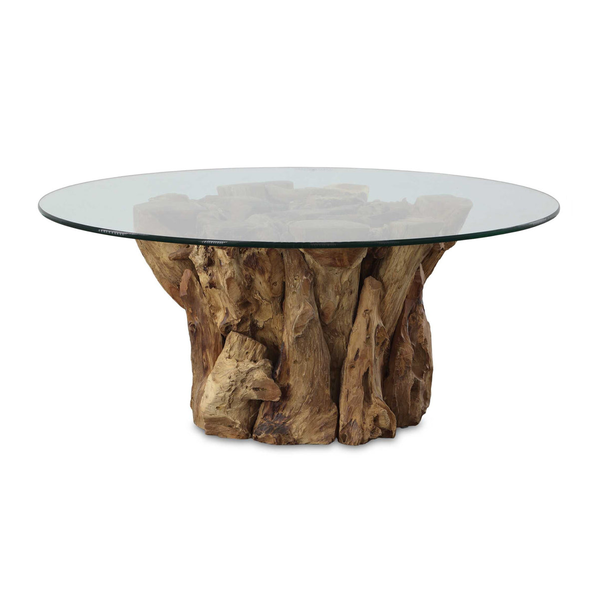 Teak Base Glass Coffee Table | Oroa.com