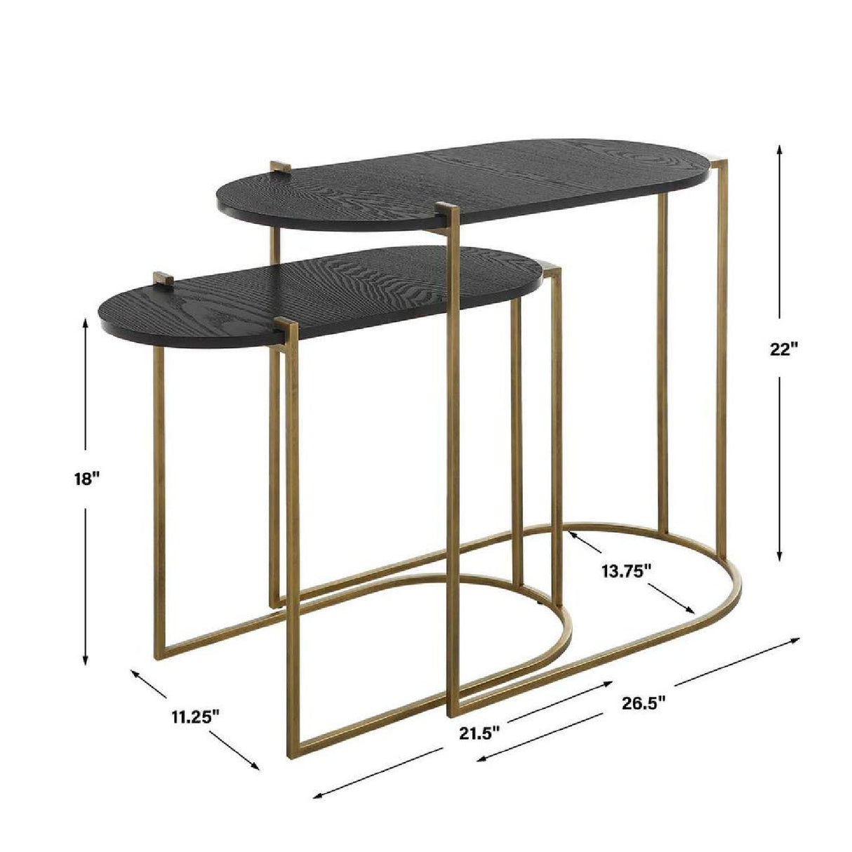 Oval Black Ash Nesting Tables (2) | Oroa.com