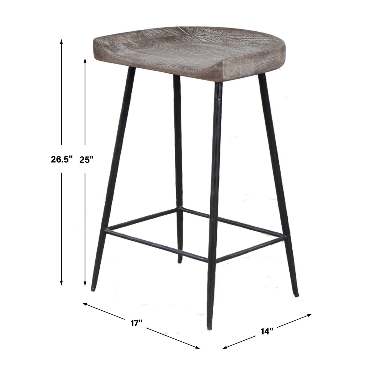 Curved Mango Wood Counter Stool | Oroa.com