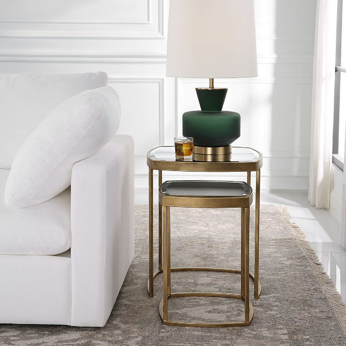 Beveled Mirror Nesting Side Tables (2) | Oroa.com