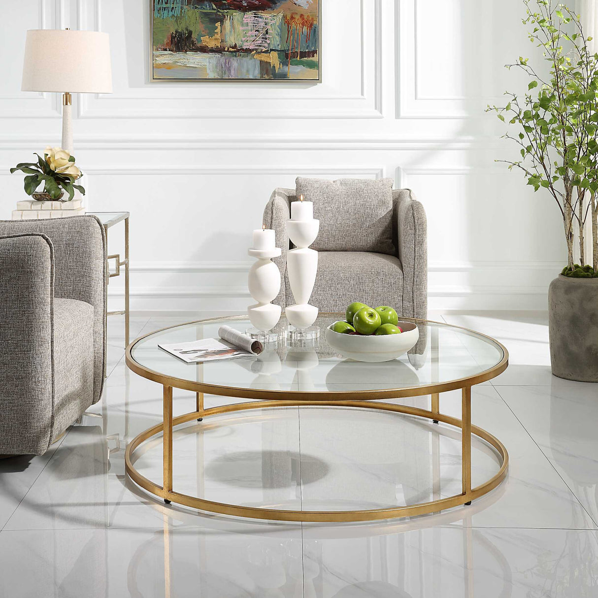 Gold Framed Glass Coffee Table | Oroa.com