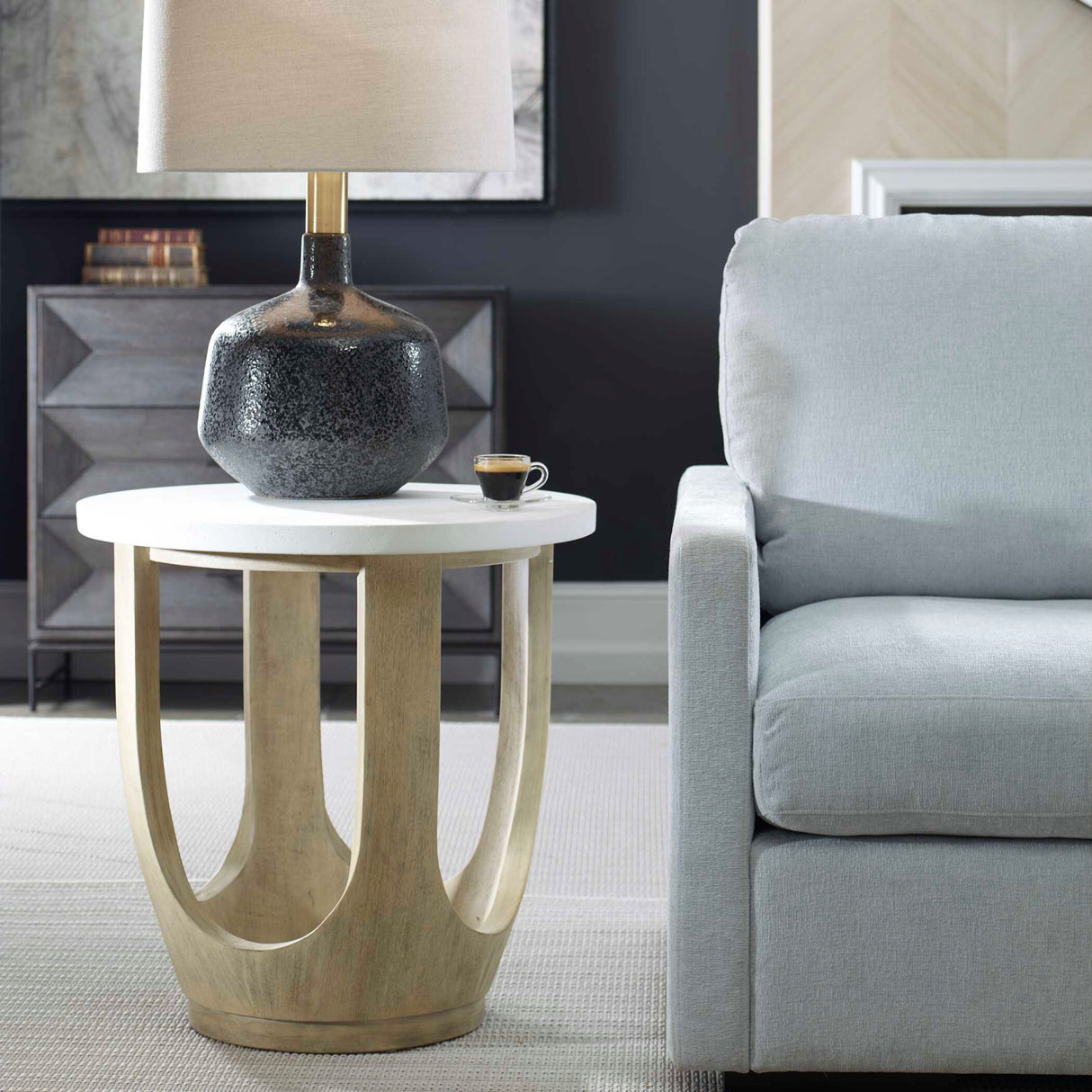 White Limestone Side Table | Oroa.com