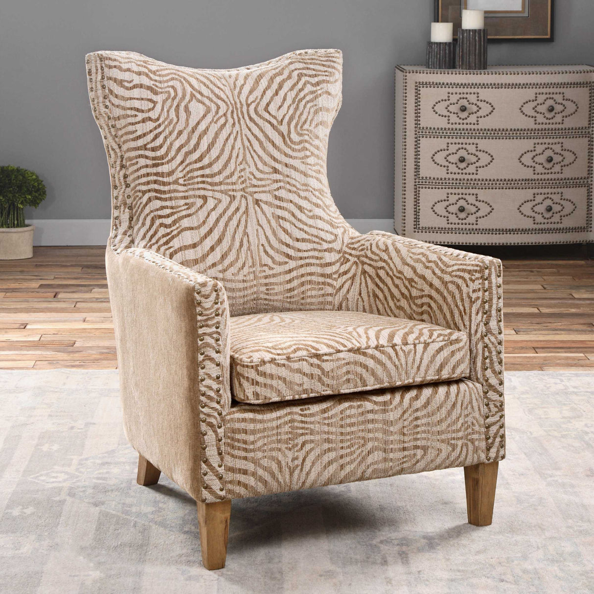 Wingback Beige Lounge Armchair | Oroa.com
