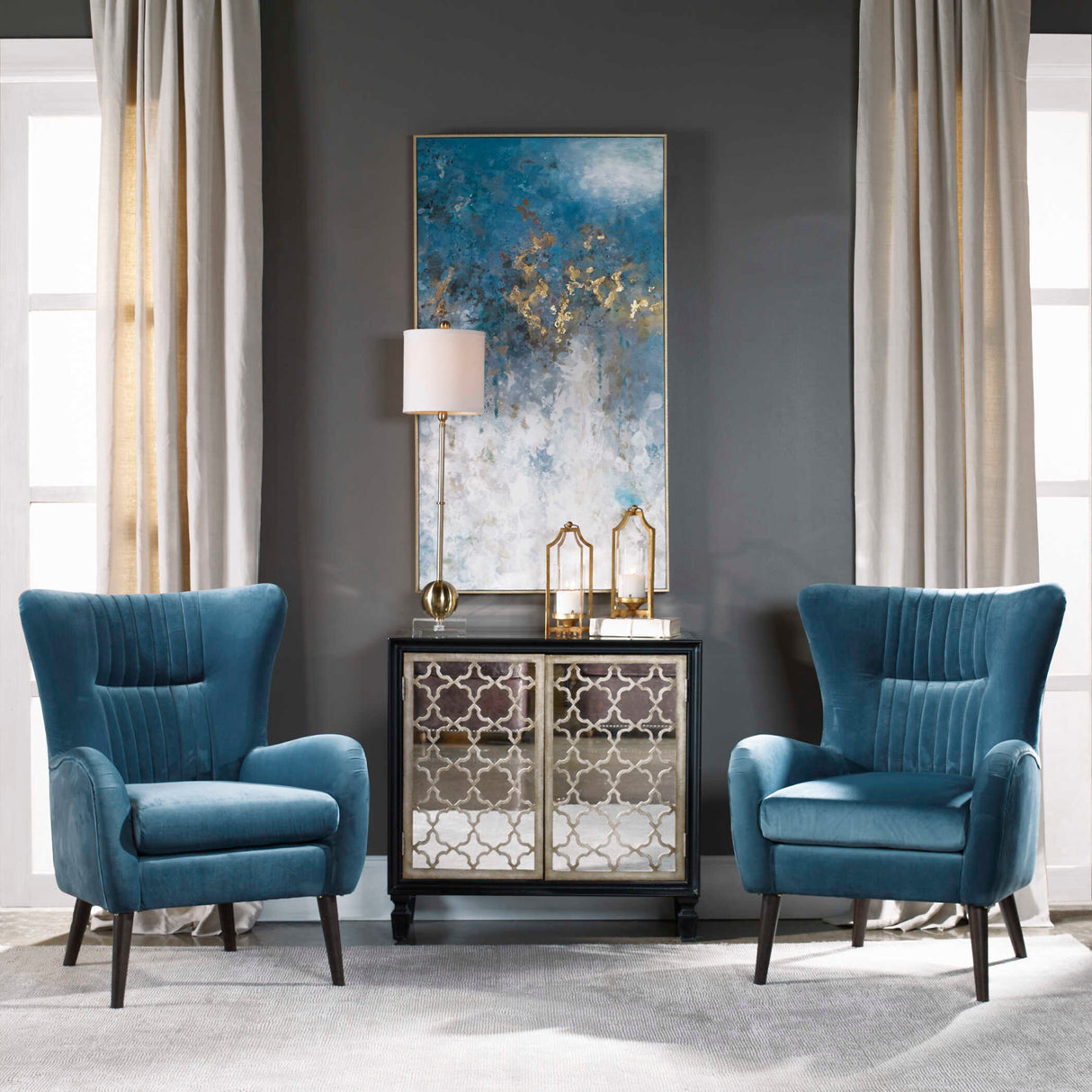 Blue Velvet Tufted Accent Chair | Oroa.com