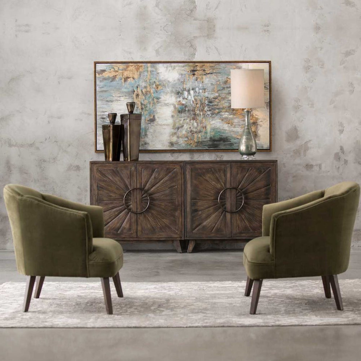 Green Velvet Welted Accent Chair | Oroa.com