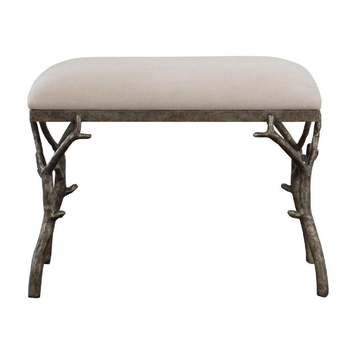 Silver Framed White Bench S | Oroa.com
