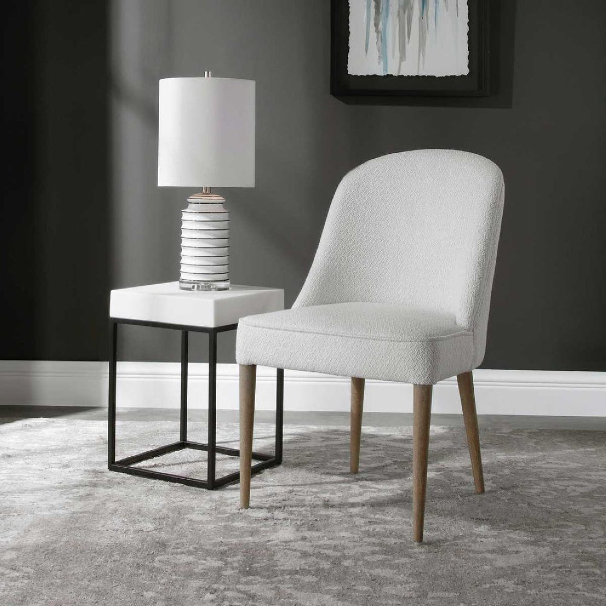 White Fabric Dining Chairs (2) | Oroa.com