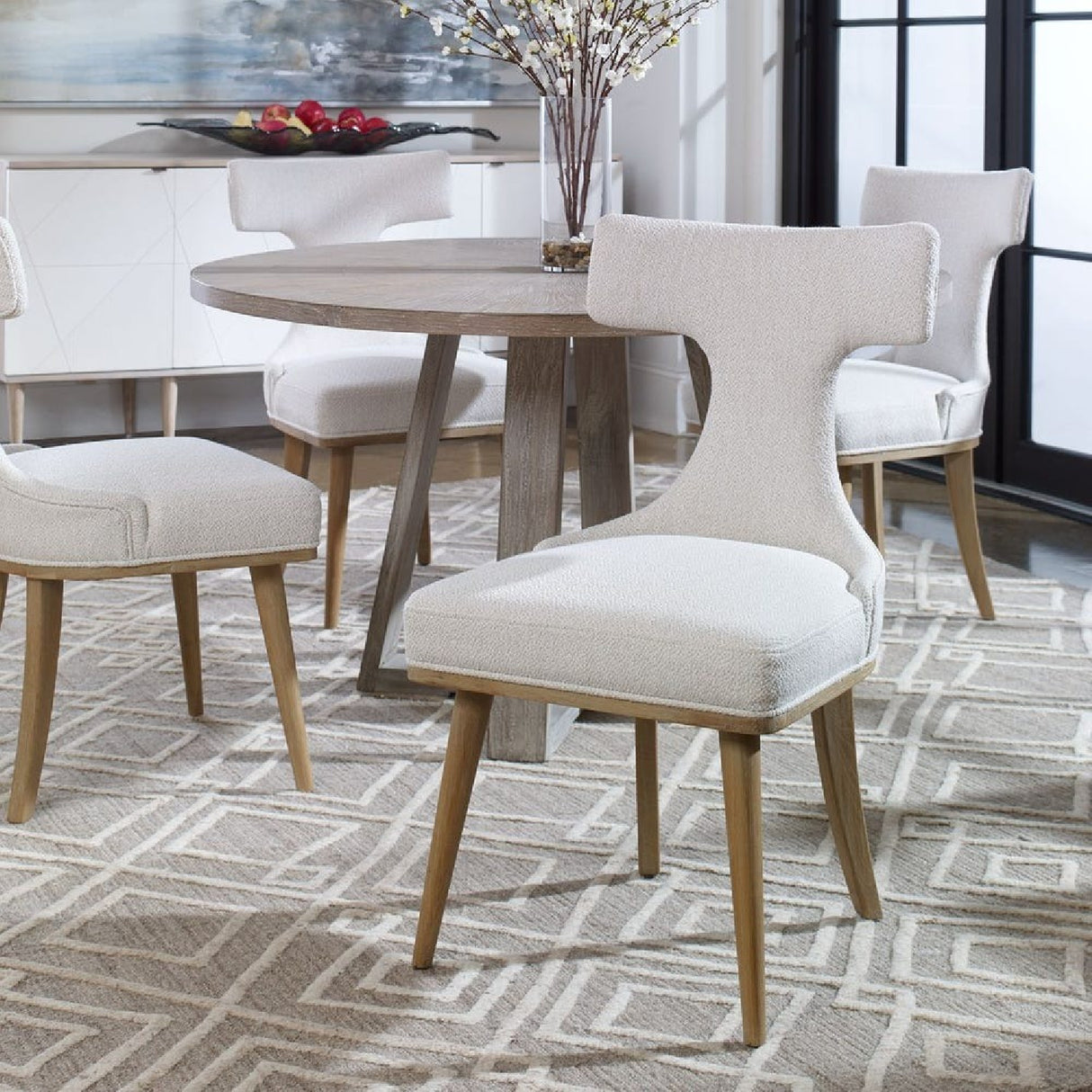 White Fabric Mid-Century Accent Chairs (2) | Oroa.com