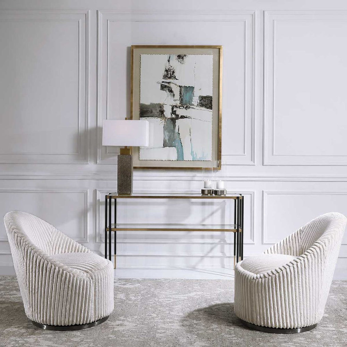 Fluted Chenille Swivel Chair | Oroa.com